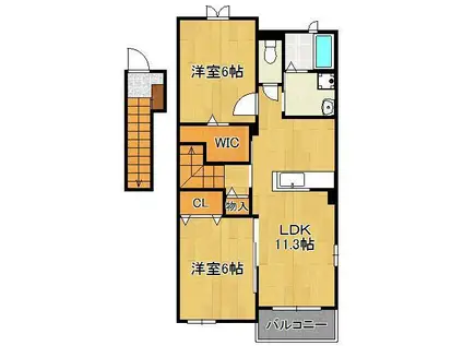 ハーバーS(2LDK/2階)の間取り写真
