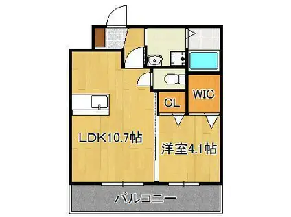 WILL STYLE 陣原R(1LDK/1階)の間取り写真