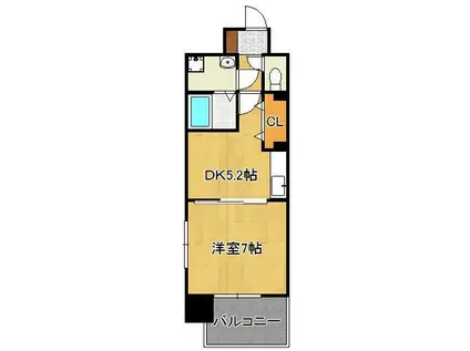 アムールガーデン陣原(1DK/2階)の間取り写真