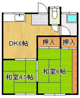 本永荘(2DK/2階)の間取り写真