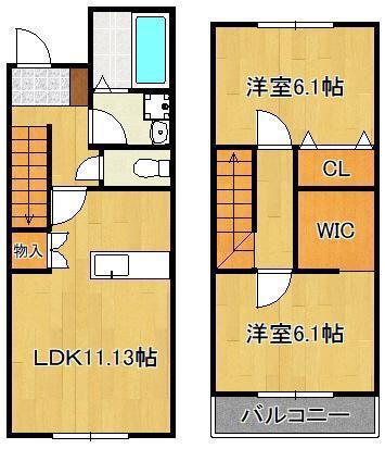ソレイユ下原町2(2LDK/1階)の間取り写真