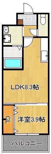 FU-TON3黒崎(1LDK/4階)の間取り写真