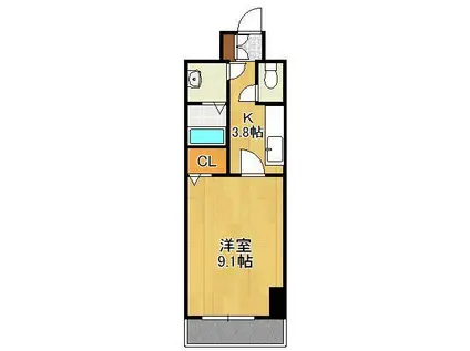 プレステ-ジレジデンス黒崎(1K/5階)の間取り写真