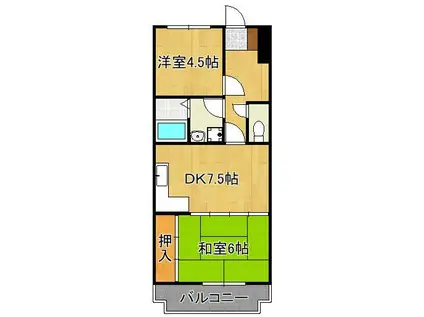 陣山スカイマンション(2DK/4階)の間取り写真