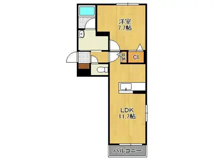 CASA HOTEI(1LDK/2階)の間取り写真