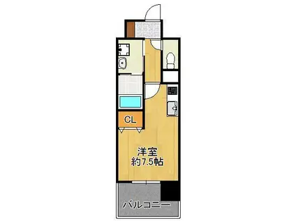 ルークス紅梅(ワンルーム/4階)の間取り写真