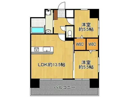 ルークス紅梅(2LDK/10階)の間取り写真