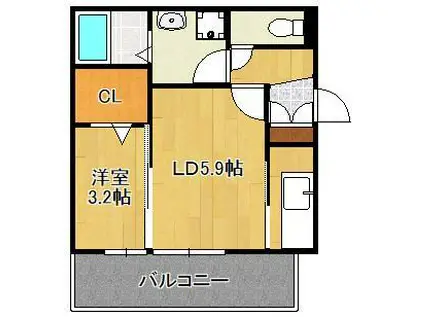 D-ROOM陣原Ⅱ(1LDK/1階)の間取り写真