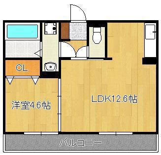 イオメール折尾 A棟(1LDK/2階)の間取り写真