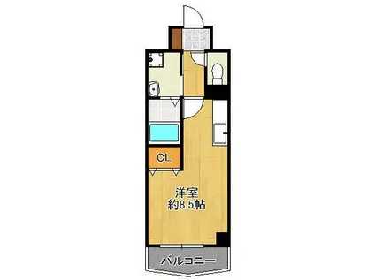 MAKE A WISH(ワンルーム/3階)の間取り写真