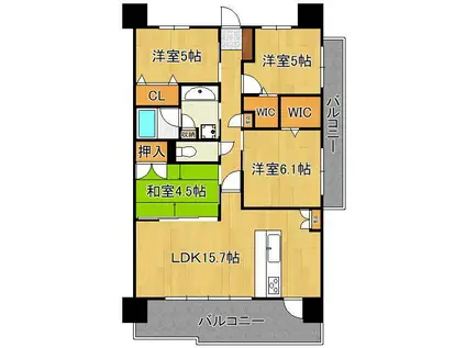 グランドパレス黒崎ランドマークス 1101・1510(4LDK/15階)の間取り写真