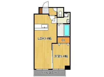 MDIプロスディブロ黒崎駅前(1LDK/12階)の間取り写真