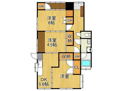 鹿児島本線 水巻駅 徒歩16分 1階建 築36年(3DK)の間取り写真