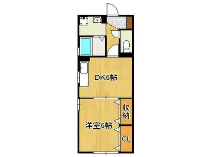 ヴァン・ソレーユ B棟(1DK/1階)の間取り写真