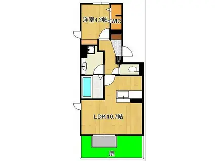 D-ROOM熊西(1LDK/1階)の間取り写真