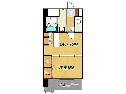 ライオンズマンション黒崎 303(1DK/3階)の間取り写真