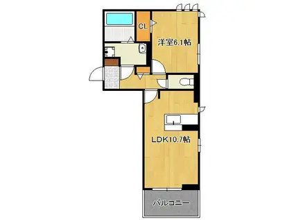 ウェスタ青山(1LDK/3階)の間取り写真