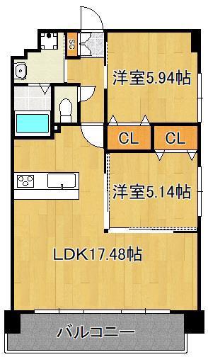 ギャラン穴生NEO(2LDK/10階)の間取り写真