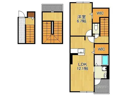 コンフォート・F(1LDK/3階)の間取り写真