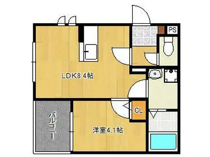 レヴァレント黒崎(1LDK/2階)の間取り写真