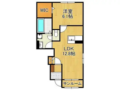 アス・テラスⅢ(1LDK/1階)の間取り写真