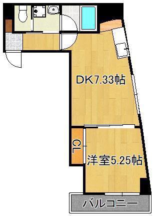 ザ ガーデン黒崎表参道(1DK/6階)の間取り写真