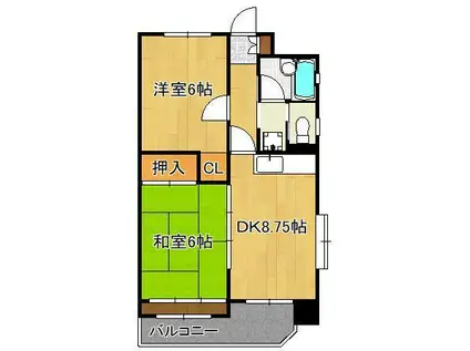 ライオンズマンション黒崎(2DK/4階)の間取り写真