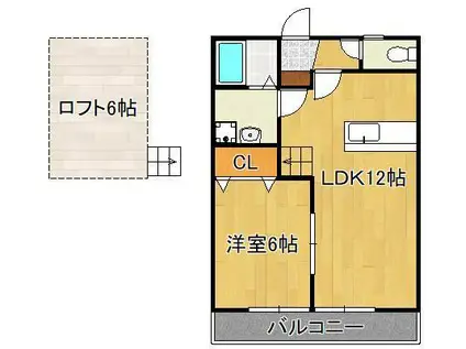 ノース FIELDS(1LDK/2階)の間取り写真