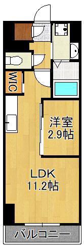 AVENUE KUROSAKI RESIDENCE(1LDK/12階)の間取り写真