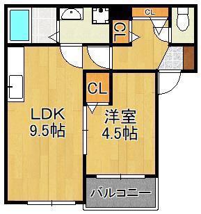 ソレイユ黒崎(1LDK/3階)の間取り写真