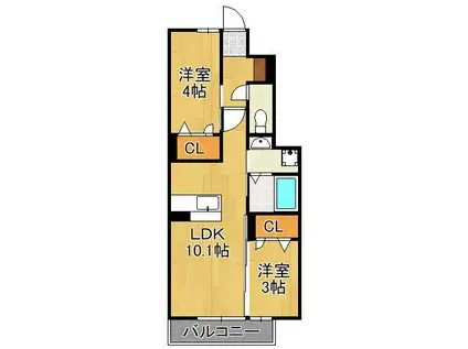 トレス古前(2LDK/1階)の間取り写真