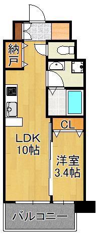 ザ・レジデンス黒崎駅南(1LDK/6階)の間取り写真