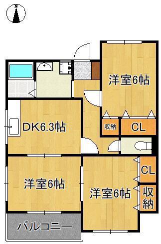 トルワドミール(3DK/2階)の間取り写真