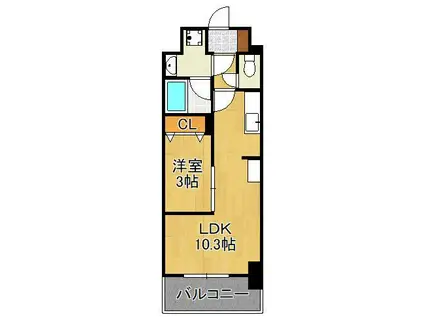 コンダクトレジデンスJINNOHARU(1LDK/6階)の間取り写真