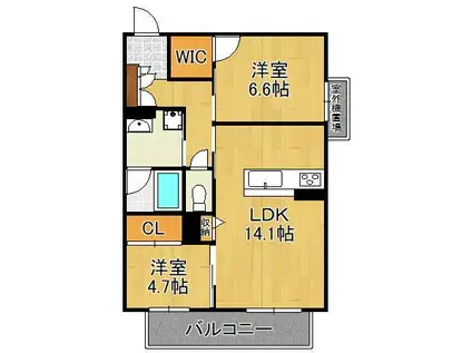 シャーメゾン西鳴水(2LDK/3階)の間取り写真