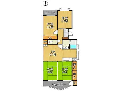 サンライズコーポラス青山A館(4DK/3階)の間取り写真