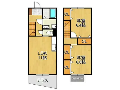 サニーハイツ(2LDK/1階)の間取り写真