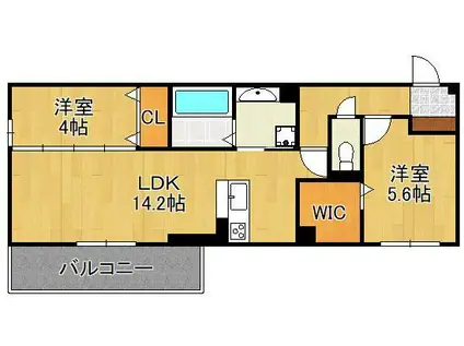 イオメール竹末(2LDK/2階)の間取り写真
