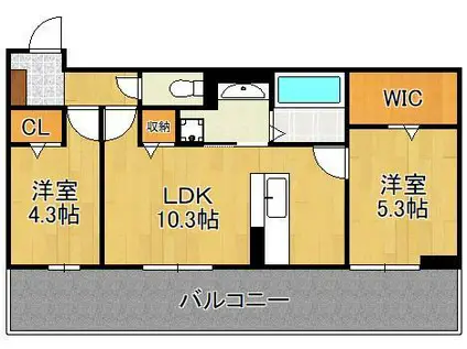 TORISIA陣原(2LDK/3階)の間取り写真