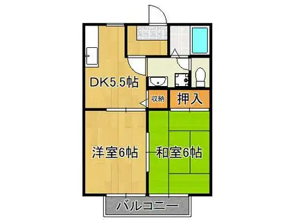 ハイツINOUE(2DK/2階)の間取り写真