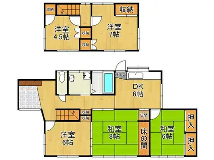 筑豊本線 藤ノ木駅 徒歩60分 2階建 築55年(5DK)の間取り写真