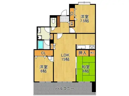 ヴェルデコート青山4番館(3LDK/6階)の間取り写真