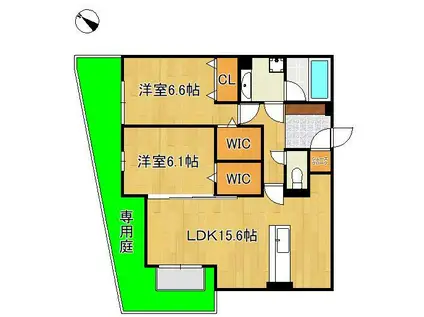 プラシード(2LDK/1階)の間取り写真