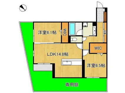 プラシード(2LDK/1階)の間取り写真