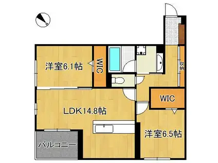 プラシード(2LDK/2階)の間取り写真