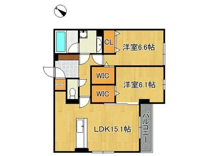 プラシード(2LDK/3階)の間取り写真