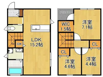 筑豊本線 若松駅 徒歩19分 2階建 新築(3LDK)の間取り写真