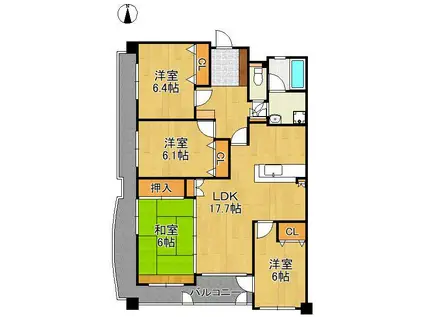 アネシス黒崎(4LDK/14階)の間取り写真