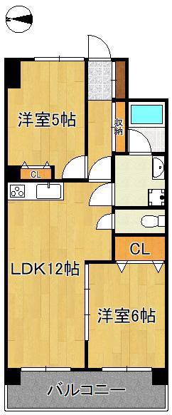 ヴィブレ黒崎(2LDK/5階)の間取り写真
