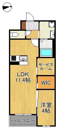 プロスペレ浜町(1SLDK/1階)の間取り写真